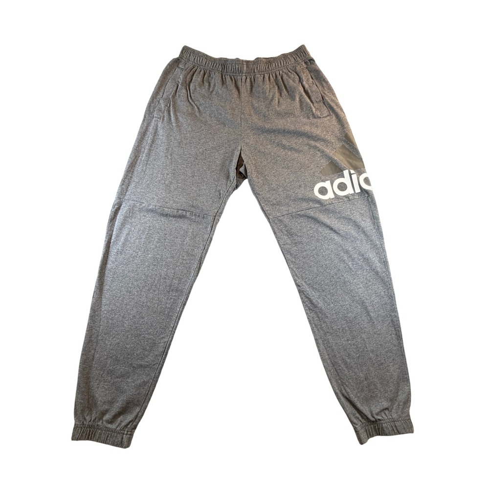 Adidas Mens Gray Heather Graphic Logo Jogger Sweatpants Size Large